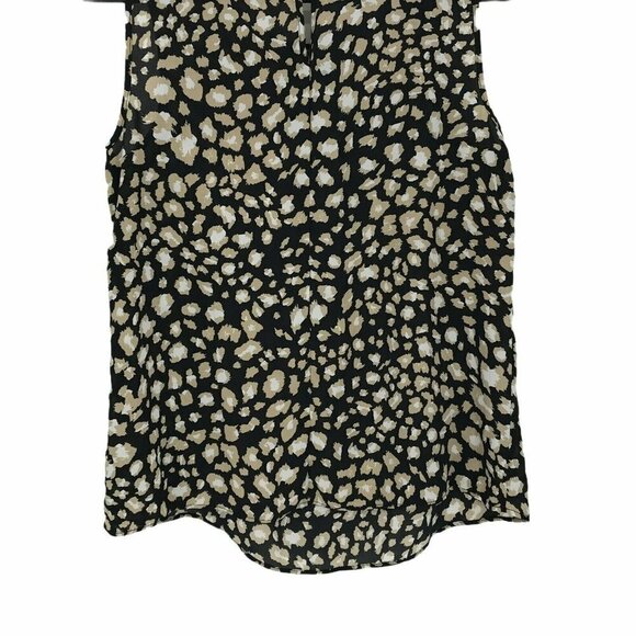 Apt.9 Blouse Women's Sz M Beige Black Shell Sleeveless Round Neck Back Keyhole - Picture 8 of 10